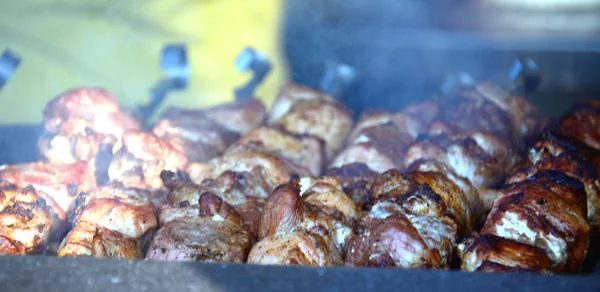 Kuřecí maso grilované na hole — Stock fotografie