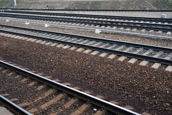 Railways detail over the stones — Stock Photo, Image