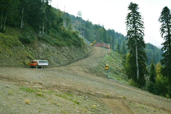 Road  with vehicles working — Stock Photo, Image