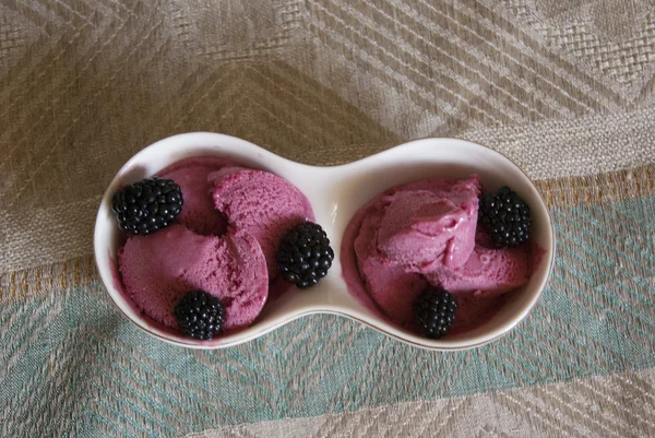 Beerensorbet mit Himbeeren in einer Schüssel — Stockfoto