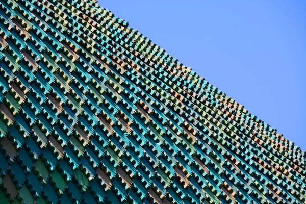 Carved wooden green tiles — Stock Photo, Image