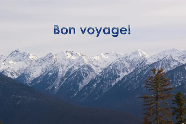 Noel tebrik ile kış dağ manzarası