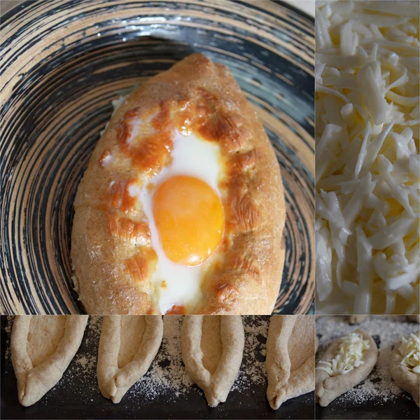 Khachapuri yapım aşamaları — Stok fotoğraf