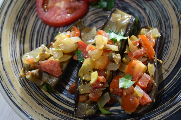 Imam bayildi eggplants on the plate — Stock Photo, Image