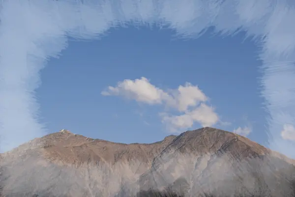 Winter mountains with the frost frame — Stock Photo, Image