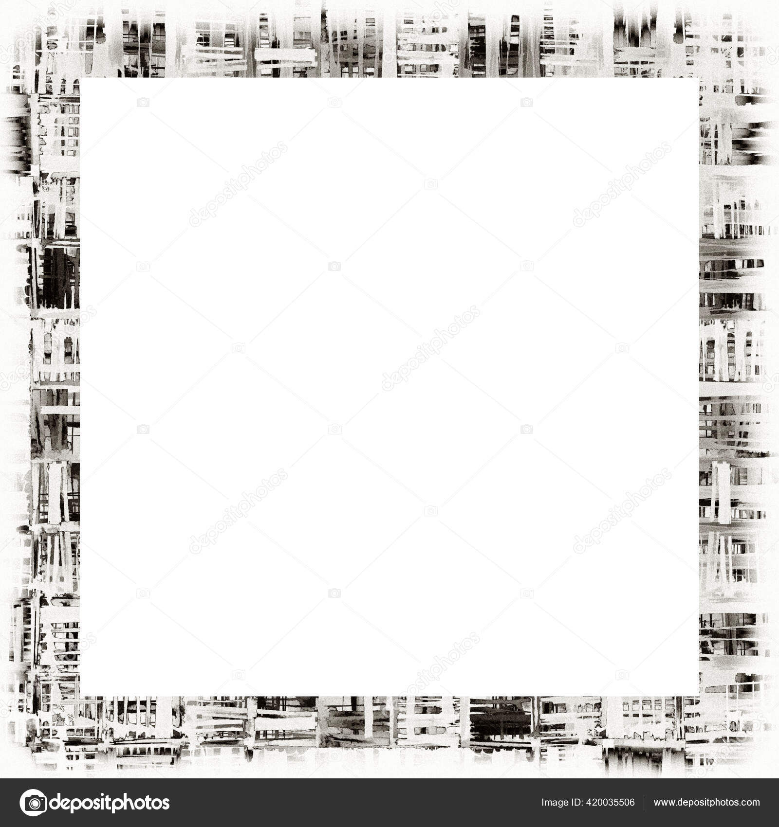 Grunge Scratched Frame Watercolor Texture Black White Copy Space Middle ...