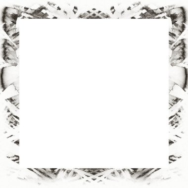 Çizik ve suluboya efektlerle siyah beyaz desenli Grunge çerçeve. Resim veya reklam metni için ortadaki alanı kopyala.   