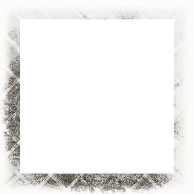 Çizik ve suluboya efektlerle siyah beyaz desenli Grunge çerçeve. Resim veya reklam metni için ortadaki alanı kopyala.   
