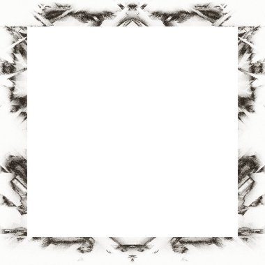 Çizik ve suluboya efektlerle siyah beyaz desenli Grunge çerçeve. Resim veya reklam metni için ortadaki alanı kopyala.   