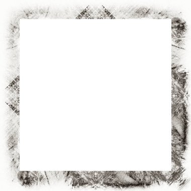 Çizik ve suluboya efektlerle siyah beyaz desenli Grunge çerçeve. Resim veya reklam metni için ortadaki alanı kopyala.   