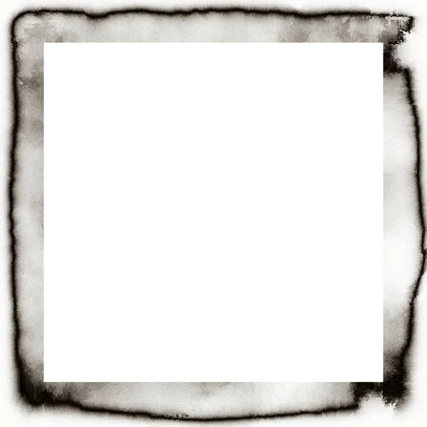 Grunge Frame Scratch Watercolor Effects Black White Texture Copy Space — Stock Photo, Image