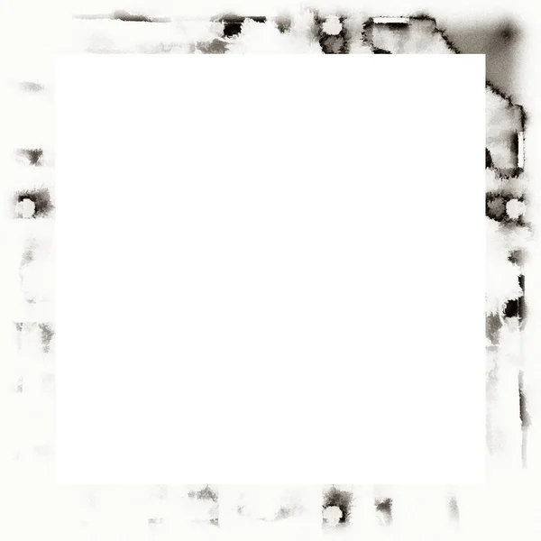 Grunge Cadre Rayé Texture Aquarelle Noir Blanc Espace Copie Milieu — Photo