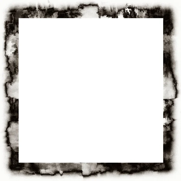 Grunge Textura Aquarela Moldura Parede Preto Branco Espaço Vazio Meio — Fotografia de Stock
