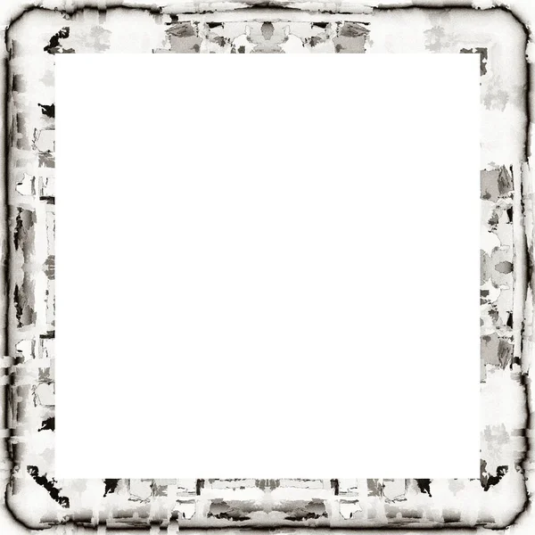 Grunge Scratched Watercolor Texture Black White Wall Frame Copy Space — Stock Photo, Image