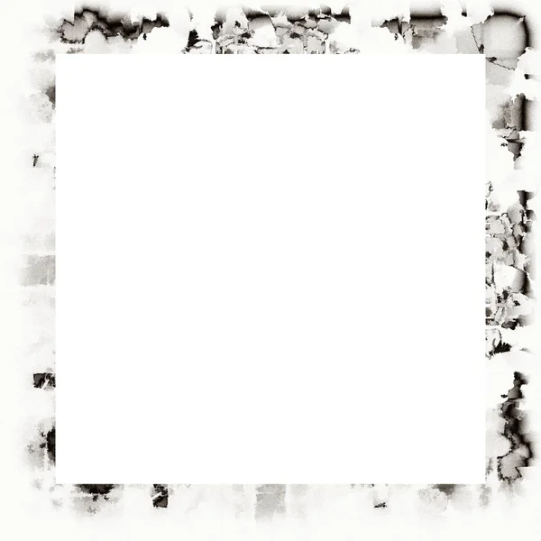 Grunge Scratched Frame Watercolor Texture Black White Copy Space Middle — Stock Photo, Image