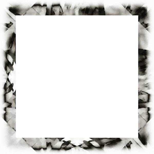 Messy Grunge Dripping Watercolor Texture Black White Wall Frame Empty — Stock Photo, Image