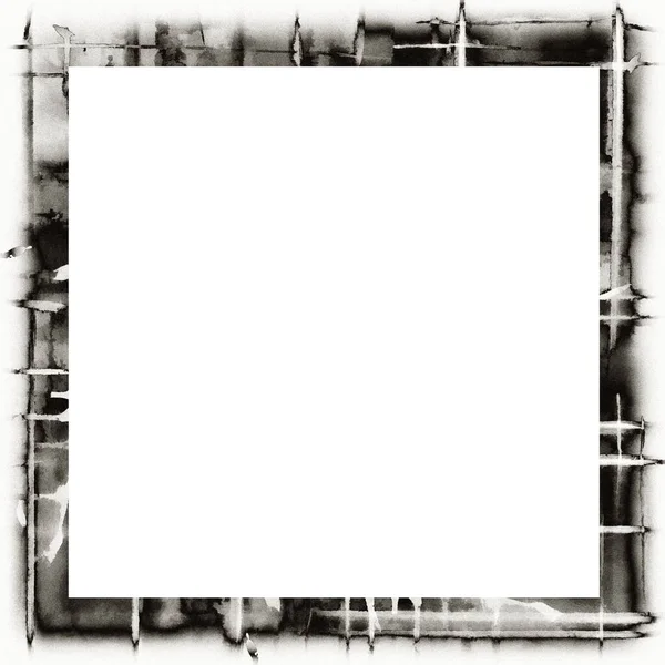 Grunge Dripping Watercolor Texture Black White Wall Frame Empty Space — Stock Photo, Image