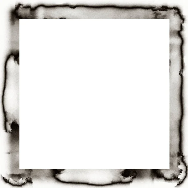 卷曲水彩画质感黑白壁框 图像或广告文本中间的空格 — 图库照片
