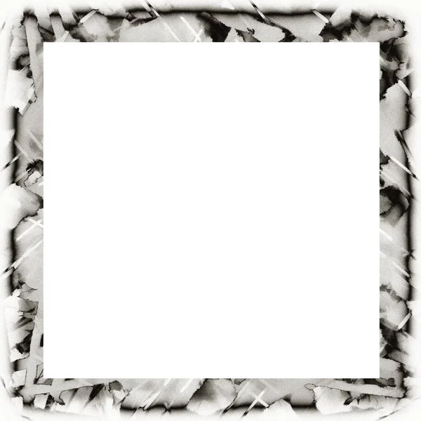 Messy Grunge Watercolor Texture Black White Wall Frame Empty Space — Stock Photo, Image