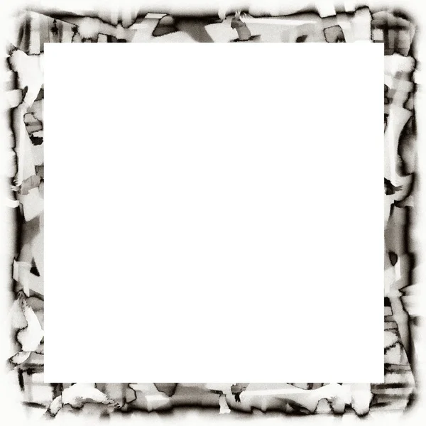 脏乱的磨擦水彩纹理黑白相间的墙壁框架 图像或广告文本中间的空格 — 图库照片
