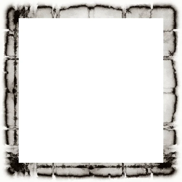 Grunge Cornice Graffiata Texture Acquerello Bianco Nero Copia Spazio Centro — Foto Stock