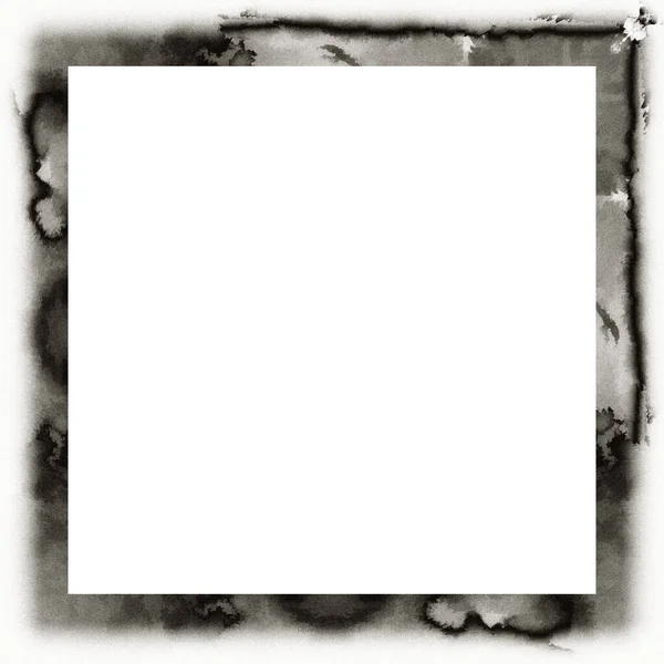 Grunge Poškrábaný Rám Akvarelové Textuře Černá Bílá Kopírovat Mezeru Uprostřed — Stock fotografie