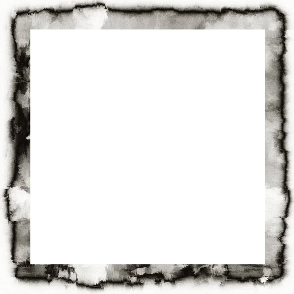 Grunge Dripping Watercolor Texture Black White Wall Frame Empty Space — Stock Photo, Image