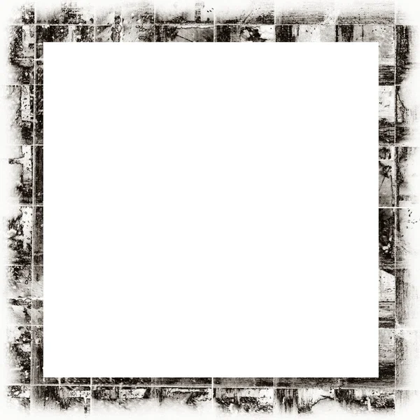 Grunge Gratta Vinci Texture Acquerello Cornice Della Parete Bianco Nero — Foto Stock