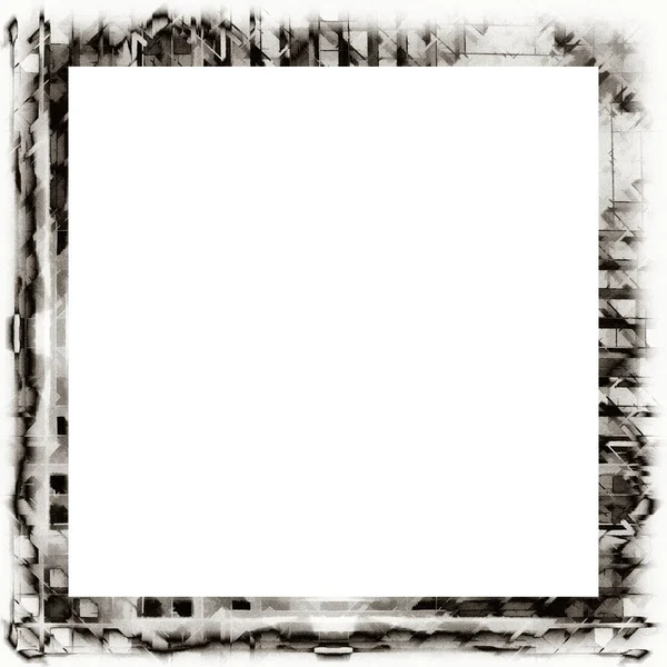 メッシーグランジ滴下水彩テクスチャ黒と白の壁のフレーム 画像や広告テキストの中央に空のスペース — ストック写真