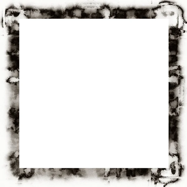 Grunge Dripping Watercolor Texture Black White Wall Frame Empty Space — Stock Photo, Image