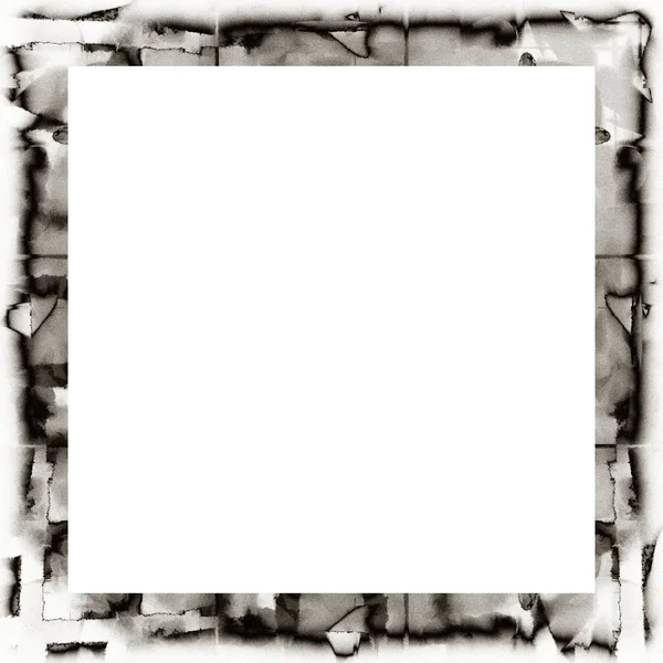 Grunge Scratched Watercolor Texture Black White Wall Frame Copy Space — Stock Photo, Image