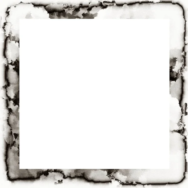 Grunge Watercolor Texture Black White Wall Frame Empty Space Middle — Stock Photo, Image