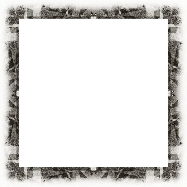 Grunge Frame Scratch Watercolor Effects Black White Texture Copy Space — Stock Photo, Image