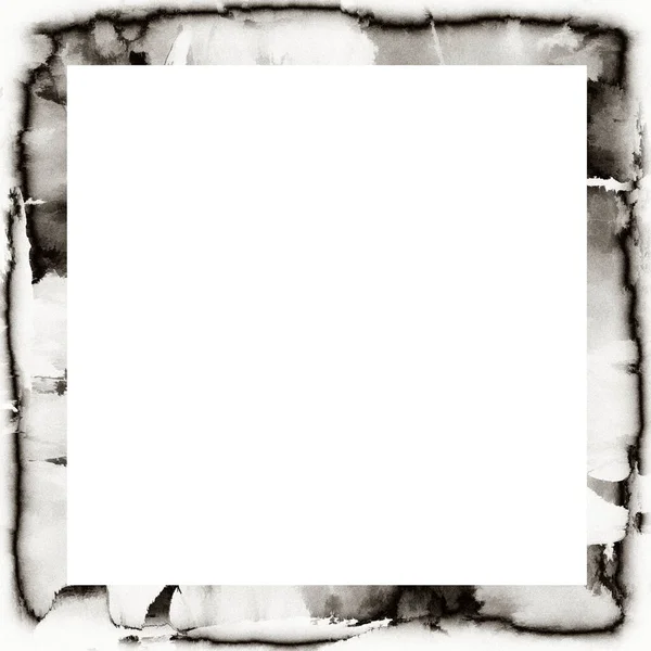 Desordenado Grunge Acuarela Textura Marco Pared Blanco Negro Espacio Vacío —  Fotos de Stock