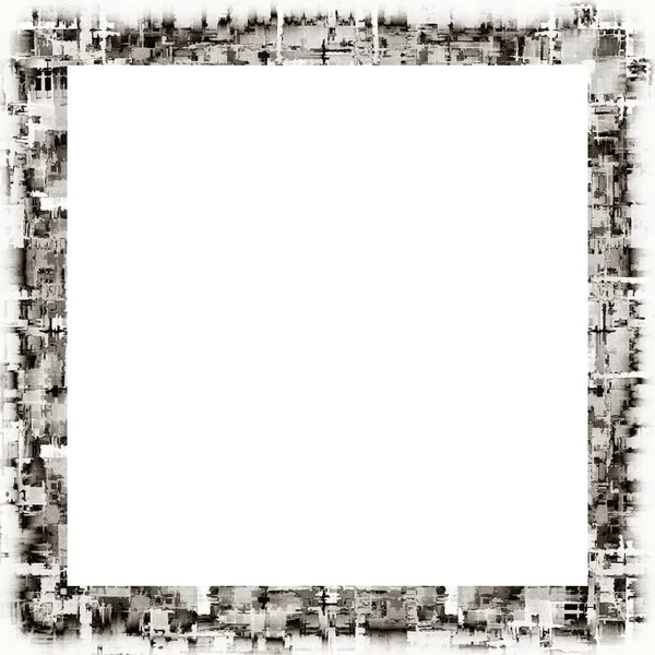 Grunge Arranhado Quadro Aquarela Textura Preto Branco Copiar Espaço Meio — Fotografia de Stock