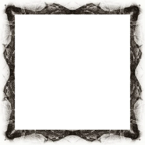 Grunge Frame Scratch Watercolor Effects Black White Texture Copy Space — Stock Photo, Image