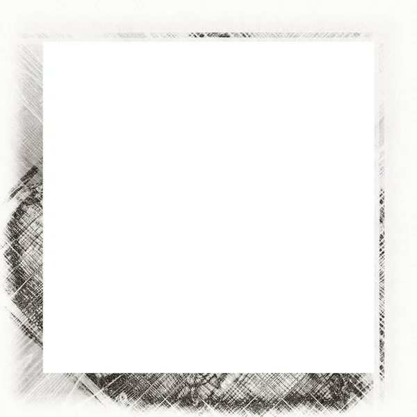 Grunge Frame Scratch Watercolor Effects Black White Texture Copy Space — Stock Photo, Image