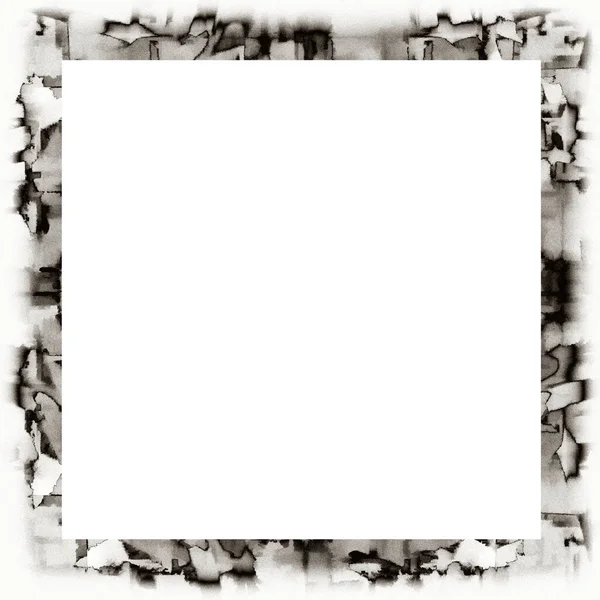 脏乱的磨擦水彩纹理黑白相间的墙壁框架 图像或广告文本中间的空格 — 图库照片
