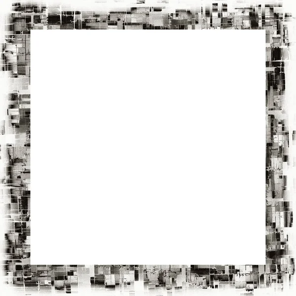 Grunge Scratched Frame Watercolor Texture Black White Copy Space Middle — Stock Photo, Image