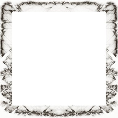 Çizik ve suluboya efektlerle siyah beyaz desenli Grunge çerçeve. Resim veya reklam metni için ortadaki alanı kopyala.   