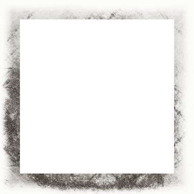 Çizik ve suluboya efektlerle siyah beyaz desenli Grunge çerçeve. Resim veya reklam metni için ortadaki alanı kopyala.   