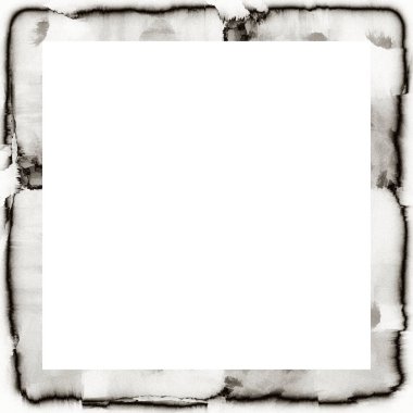 Çizik ve suluboya efektlerle siyah beyaz desenli Grunge çerçeve. Resim veya reklam metni için ortadaki alanı kopyala.   