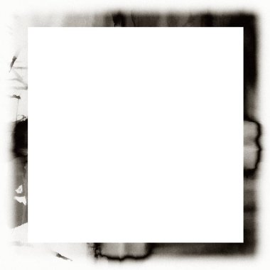 Grunge suluboya dokusu siyah beyaz duvar çerçevesi. Resim veya reklam metni için ortadaki boşluk.   