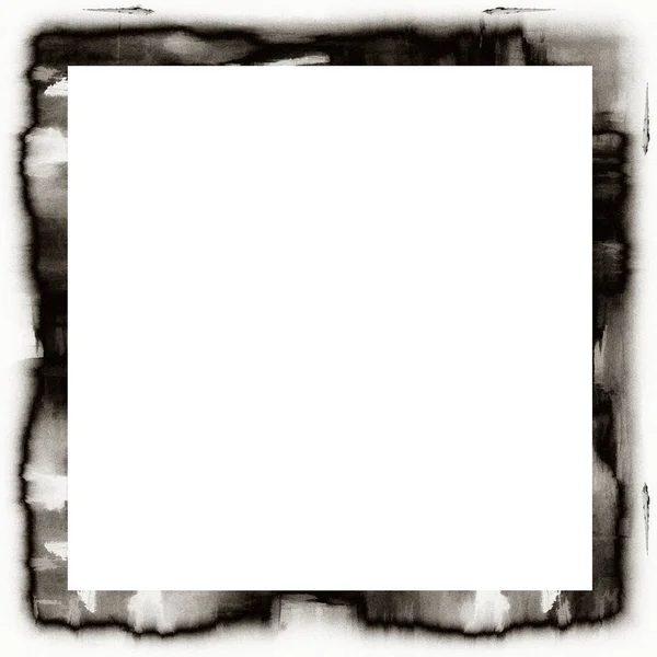 Desordenado Grunge Acuarela Textura Marco Pared Blanco Negro Espacio Vacío — Foto de Stock