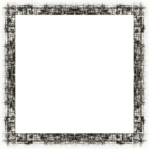 Cadre Grunge Texture Noire Blanche Espace Copie Milieu Pour Image — Photo