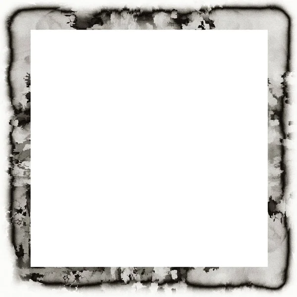 Grunge Salissant Texture Aquarelle Cadre Mural Noir Blanc Espace Vide — Photo