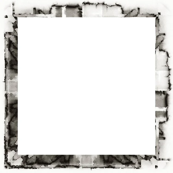 Grunge Arranhado Quadro Aquarela Textura Preto Branco Copiar Espaço Meio — Fotografia de Stock