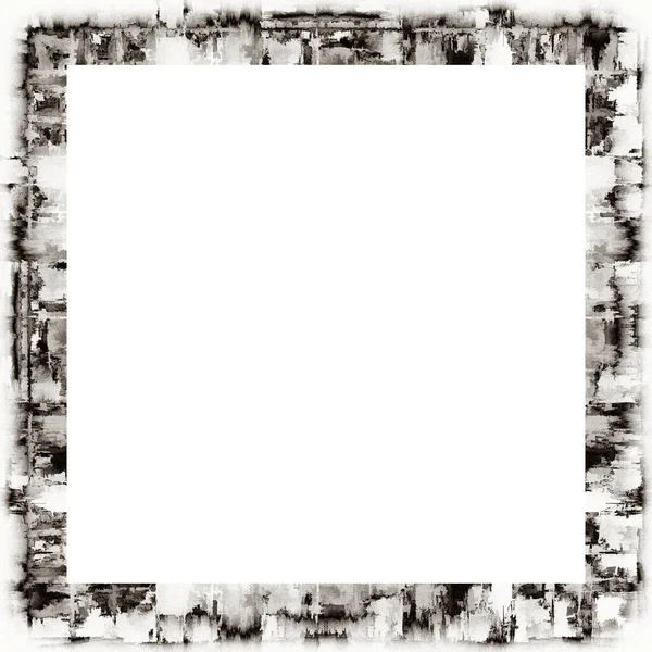 Cadre Grunge Texture Noire Blanche Espace Copie Milieu Pour Image — Photo