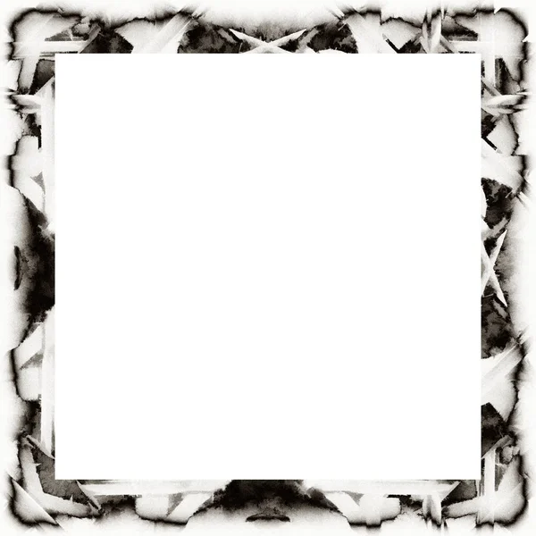 Messy Grunge Dripping Watercolor Texture Black White Wall Frame Empty — Stock Photo, Image