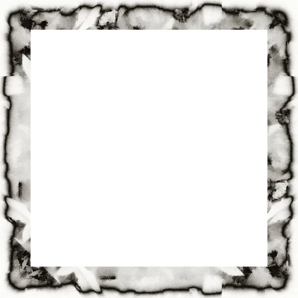 Rommelige Grunge Aquarel Textuur Zwart Wit Muur Frame Lege Ruimte — Stockfoto